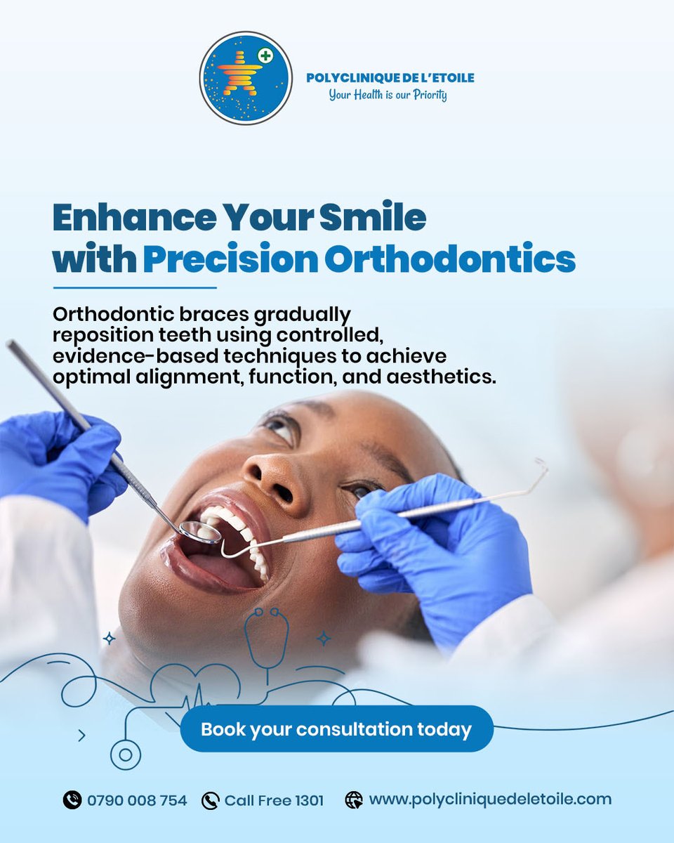 polydeletoile's tweet image. A confident smile starts with the right care. 
Orthodontic treatment doesn’t just straighten teeth—it improves function, comfort, and long-term oral health. Take the first step toward your best smile today.

#Orthodontics #HealthySmile #DentalCare #SmileTransformation #Braces