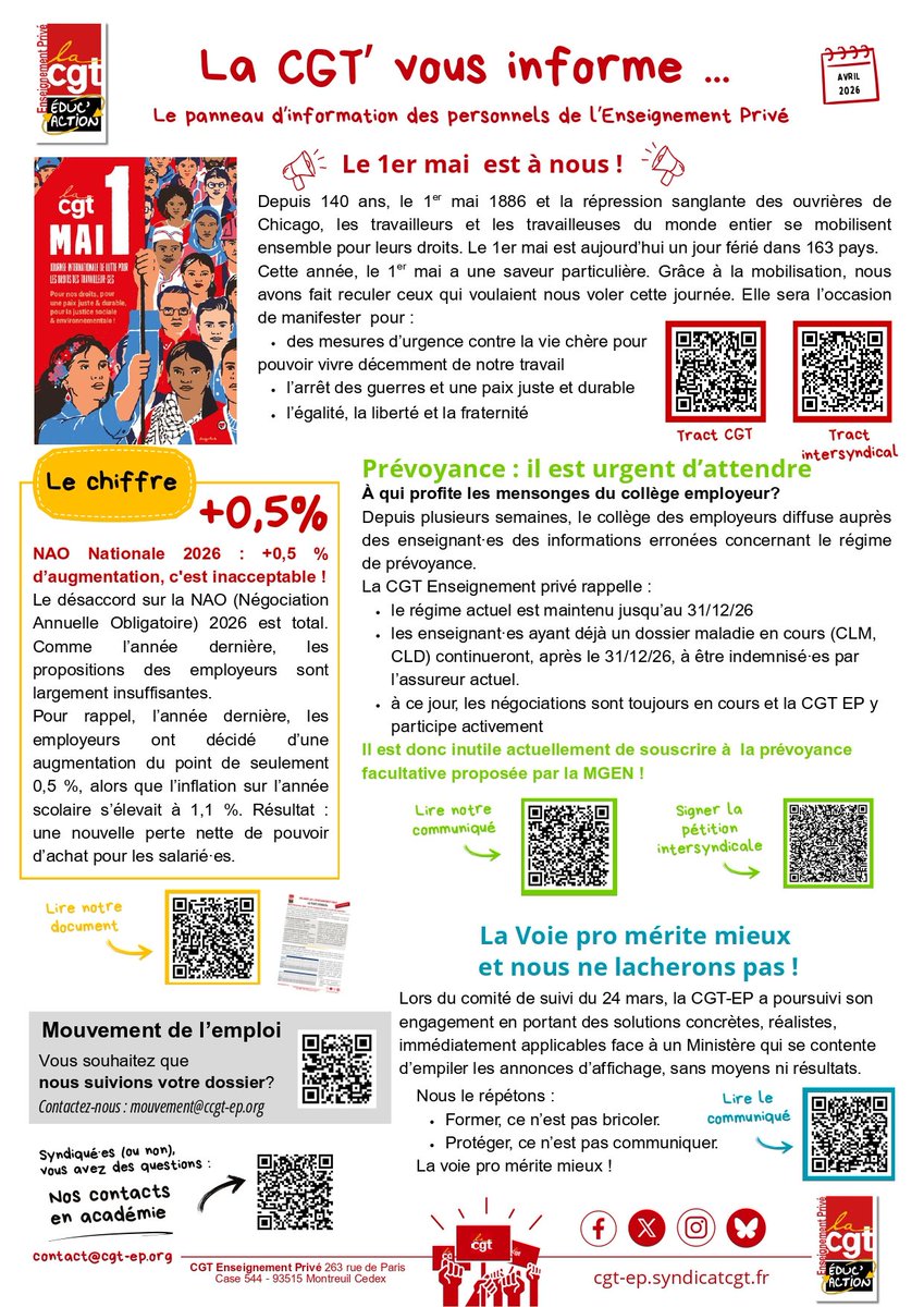 CGT_EP's tweet photo. ✅ Panneau d'information du mois d'avril 🔽🔽🔽 https://t.co/YMH08RVOAV