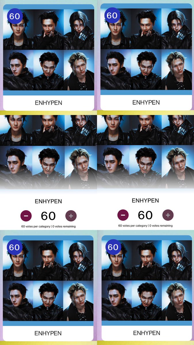 it’s turbo tuesday!

don’t forget to drop your 30 votes for ENHYPEN on the AMAs! 

1️⃣ Instagram
: Comment on the “VOTE HERE” pinned posts with #malekpopenhypen
🔗instagram.com/p/DXHH2kplOBV/…

2️⃣ Web
: Click here to vote at VoteAMAs.com
🔗vote.theamas.com/best-male-k-po…