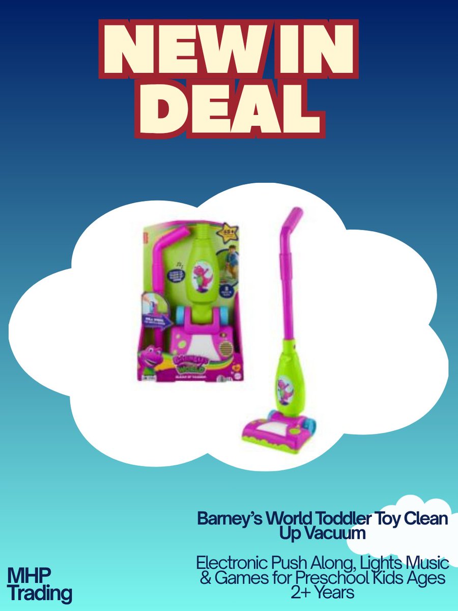 🧹 NEW IN DEAL 🎶
Barney’s Clean Up Vacuum 💜

Lights, music &amp; sounds make tidy-up time FUN!
Perfect for little helpers aged 2+ 👶

LINK: tiktok.com/view/product/1…

#ToddlerToys #RolePlay #LearningThroughPlay #MHPTrading
