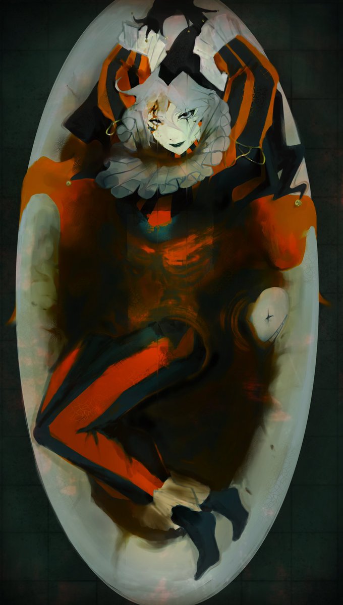 bedistorth's tweet photo. Playing w textures again #clownpiercefanart https://t.co/y0TPxVn45o
