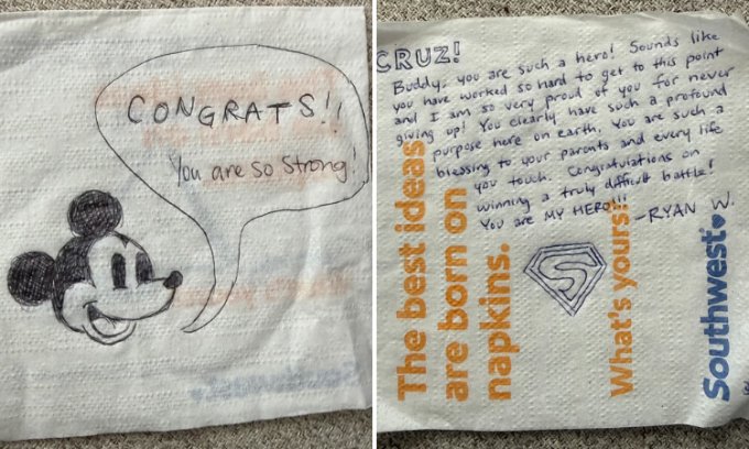 newglobalpulse's tweet image. What if every passenger on your flight wrote you a letter? ✈️💌 A young cancer survivor got that exact surprise—an entire plane celebrating his recovery. Pure kindness, hope, and community in one viral moment. Repost if this hit you. #CancerSurvivor #Kindness #GoodNews