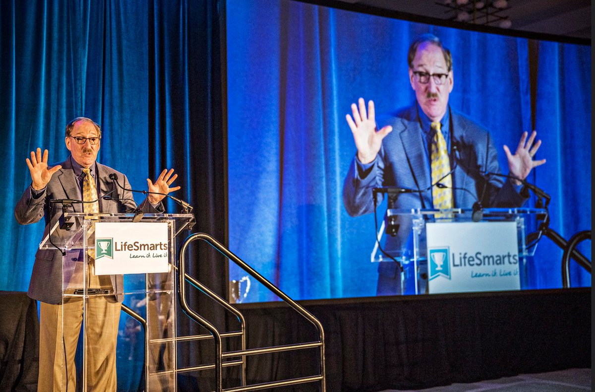 TheConsumerman's tweet photo. Really enjoyed being Quiz Master at the @LifeSmarts_org National Championship last week. More than 250 students were in Orlando to show their consumer smarts. A shout-out to the ConsumerMan Scholarship winners, who created impressive podcast entries.  https://t.co/Aaj1AMpAdD https://t.co/u8clgH1HTr