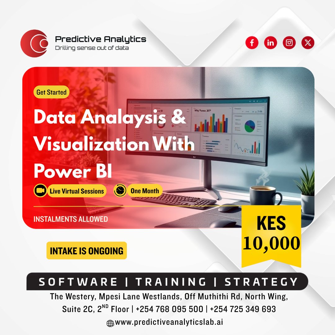 PredictiveLabKe's tweet image. Turn your data into decisions. 📊✨
In just one month, you’ll go from raw data to clean dashboards, real insights, and skills you can actually use at work or in your projects.
👉 Enroll now: predictiveanalyticslab.ai/power-bi-for-b…

#PowerBI #DataAnalysis #DataVisualization #DataSkills #Analytics
