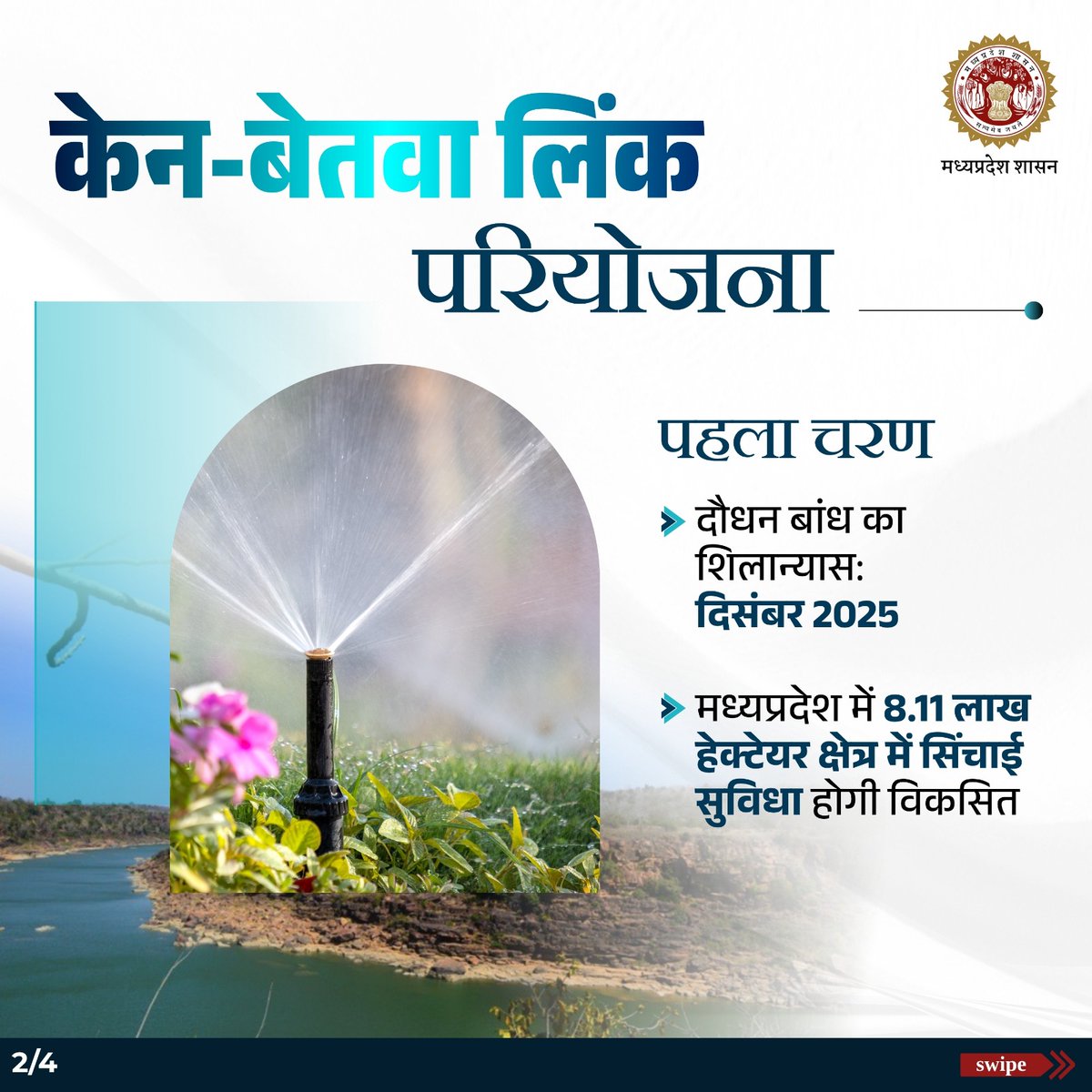 minmpwrd's tweet image. केन-बेतवा लिंक परियोजना

➡️मध्यप्रदेश में 8.11 लाख हेक्टेयर क्षेत्र में हो रही सिचाई सुविधा विकसित 

#RiverLinkingProject #KenBetwaProject #Irrigation