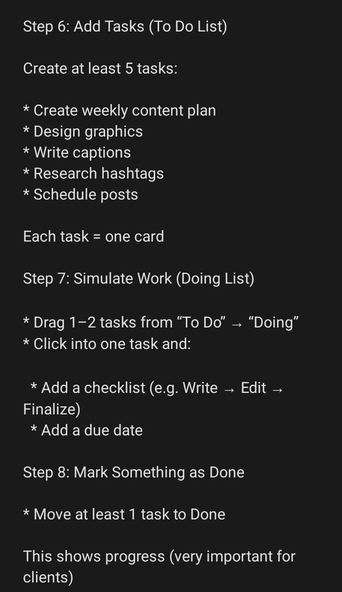 theglobalmarvie's tweet image. Day 1 task: We are working on a simple Trello Board.

Use this template to create your post (feel free to tweak it to match your voice, this is just a guide):

I created a simple Trello workflow to help a client manage their weekly content process. 

Caption cont'd in comments...