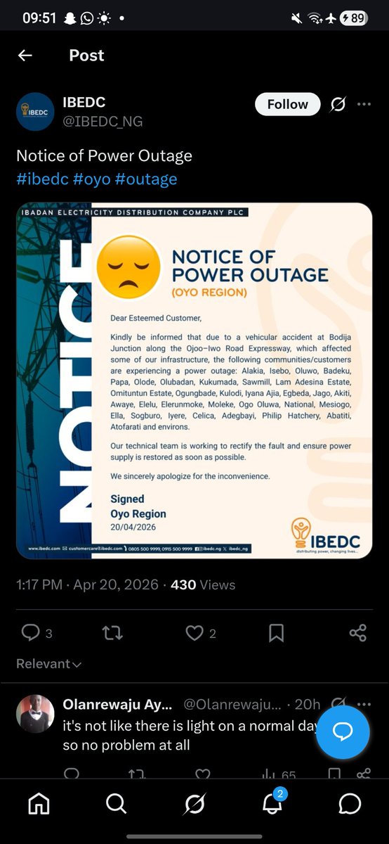 modeji's tweet photo. @IBEDC_NG Alakia 11hrs keh??
Why una de drop fake stats... No be yesterday una drop this same memo https://t.co/IWeJtIMKcJ