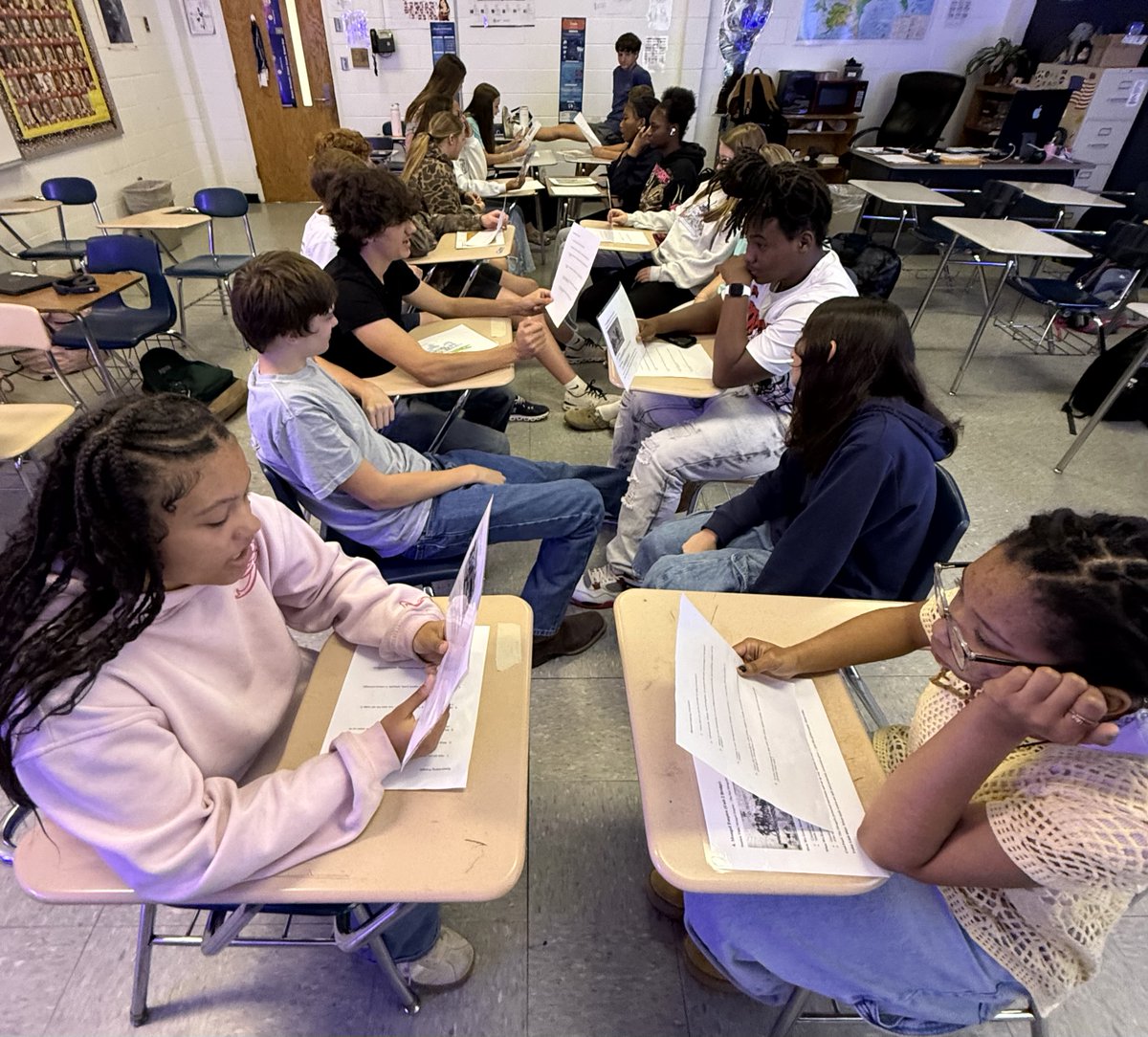 Devem's tweet photo. Units 2, 3 & 4 just got the ultimate review treatment! My little scholars were up out of their seats, moving around the room, and “Speed Dating” those major themes.

From Gunpowder empires (Ottomans, Safavids, Mughals) and Maritime empires (Portugal, Spain, Dutch, Britain, France) to the Columbian Exchange, global trade networks. They had 3 minutes per “date” to ask questions and explain causation before rotating to the next classmate.

The room was buzzing! 🐝 You could hear lively debates like “How did the Columbian Exchange transform both the Old and New Worlds?” and “Why did [insert empire] survive while [insert empire] didn’t?” as students rotated around the room with big smiles and serious historical thinking.

Nothing beats getting these scholars out of their seats and into active, high-level! 🙌🏻 This kind of review hopefully sticks!

So proud of these energetic historians! They’re building strong skills and “Leveling Up”! The AP exam doesn’t stand a chance!

#APWorldHistory #APWorldModern #SpeedDatingReview #HistoryComesAlive #TeachWithPurpose2Day