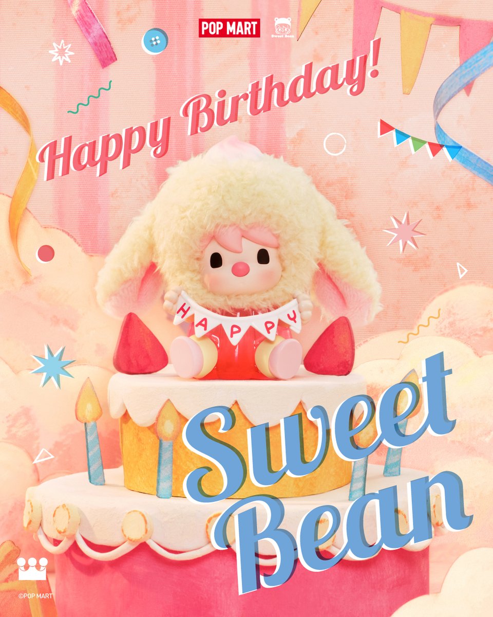 POPMARTJapan's tweet photo. 4月21日はSweet Beanの誕生日🎉

世界にワクワクにしているSweet Beanはこれからもたくさんの楽しいことを探し続けます⭐

食べることが大好きな彼女を「 #SweetBeanおめでとう🎂 」でお祝いしよう！

#popmart #popmartjapan #ポップマート #popmart大好き #SweetBean https://t.co/vkfLVd84tB