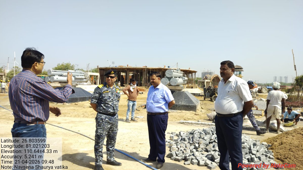 ProjectsLucknow's tweet image. यूपी प्रोजेक्ट्स कॉर्पोरेशन लि० के वरिष्ठ अधिकारियों, कॉमोडोर आशीष खन्ना जी तथा वेंकटेश जी द्वारा नौसेना शौर्य संग्रहालय एवं नौसेना वाटिका के कार्यों का निरीक्षण किया गया।
#Quality #transparency #Timeline 
@myogiadityanath
@swatantrabjp