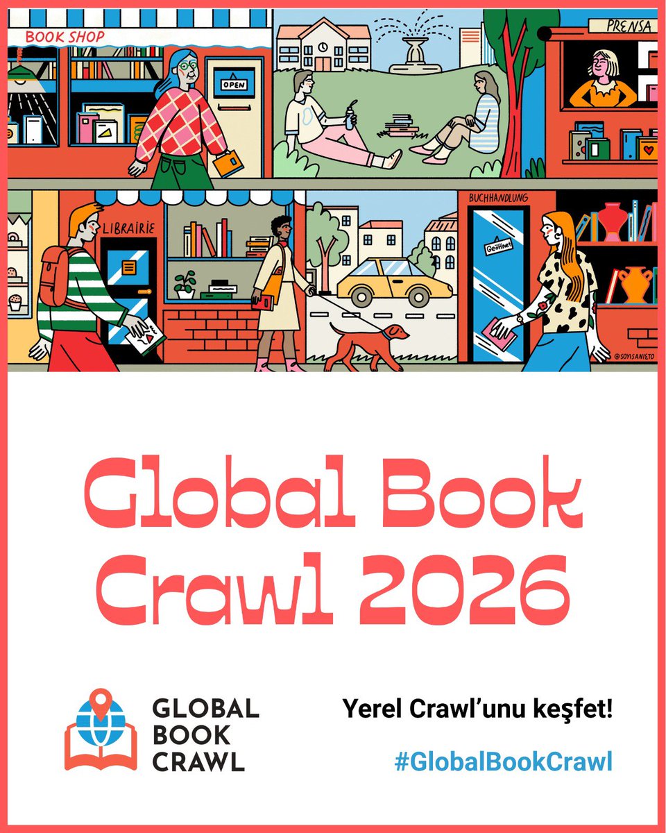 vinyetkitabevi's tweet photo. GLOBAL BOOK CRAWL, bağımsız kitapçıları desteklemek ve yerel kitap kültürünü kutlamak amacıyla dünya çapında eş zamanlı düzenlenen, kendi kendine rehberlik edilen ücretsiz bir kitapçı gezisi etkinliğidir. Katılımcılar, harita yardımıyla yerel kitapçıları gezer, https://t.co/sSvcbFwVxQ