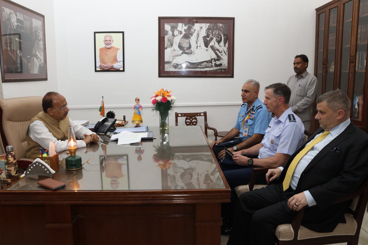VijayGoelBJP's tweet image. Welcomed Gen Kevin B. Schneider &amp;amp; delegation at Gandhi Smriti on 21 April 2026. Presented the Gandhi Charkha as a symbol of peace and heritage. 

Paid tribute to Mahatma Gandhi at the Martyr’s Column, honoring truth, non-violence and unity.

#IndiaUSRelations @IAF_MCC @usairforce