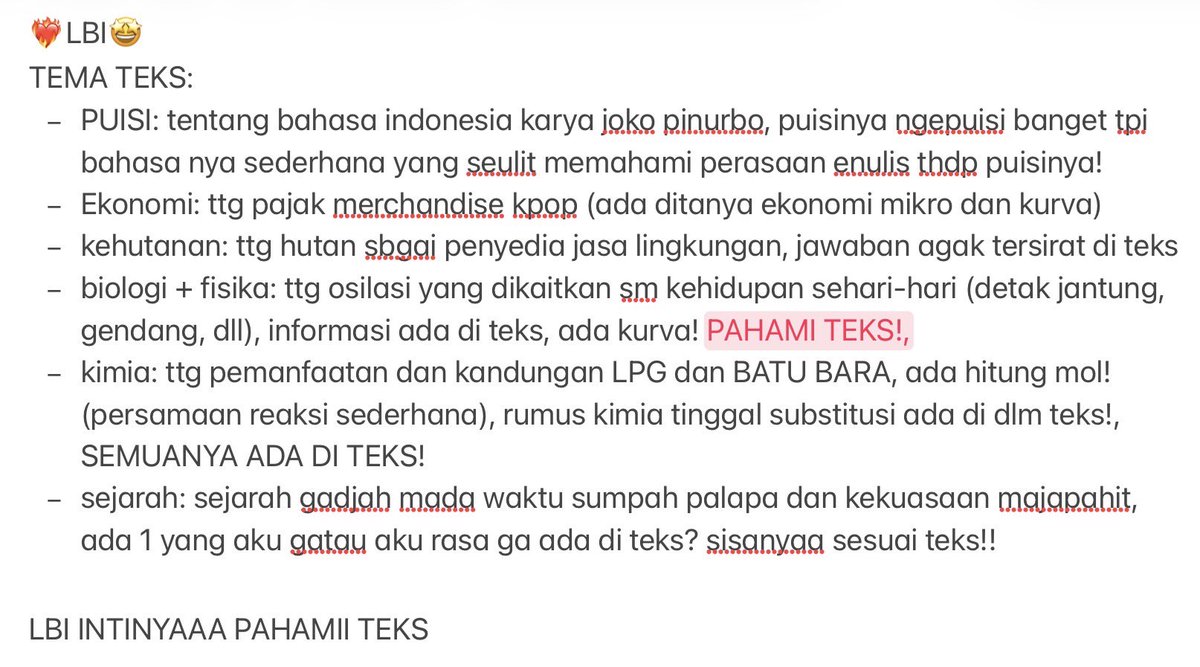 5/7👉🏻LBI

GILA TEKSNYA SERU BGT, syuka, informatif dan menarik ada beberapa tema. SEBENERANGA SEMUA JAWABAN ADA DI TEKS! 
asalkan kita bisa mencerna teks tersebut dan di interpretasikan ke bentuk ilmiahnya (contoh td persamaan reaksi)
