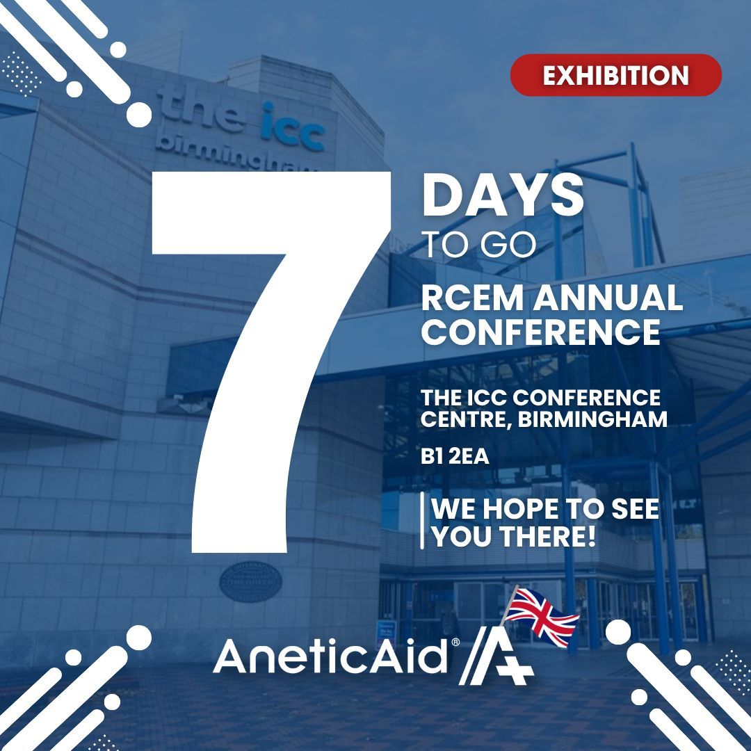 AneticAidLtd's tweet image. Just 7 days until we’re at the RCEM Annual Conference in Birmingham 🏥

Come and see our QA3 Emergency range and discover the benefits for emergency care.

Find out more: buff.ly/vC4824d

#ThinkAnetic #Exhibition #Emergency #AandE #Surgery
