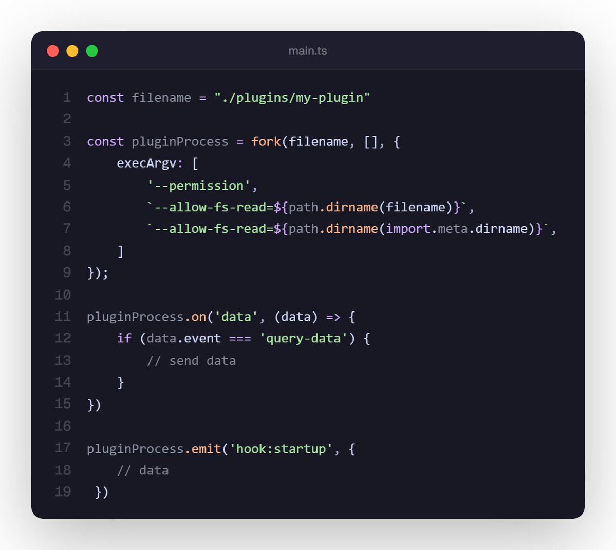 lordofbytes's tweet image. After reading news about many hacked wordpress #plugins I was thinking how a system can prevent that from happen

While researching I found this permissions flag in #nodejs, and maybe if combined with ipc events and capabilities you could get a very secure plugin system here
