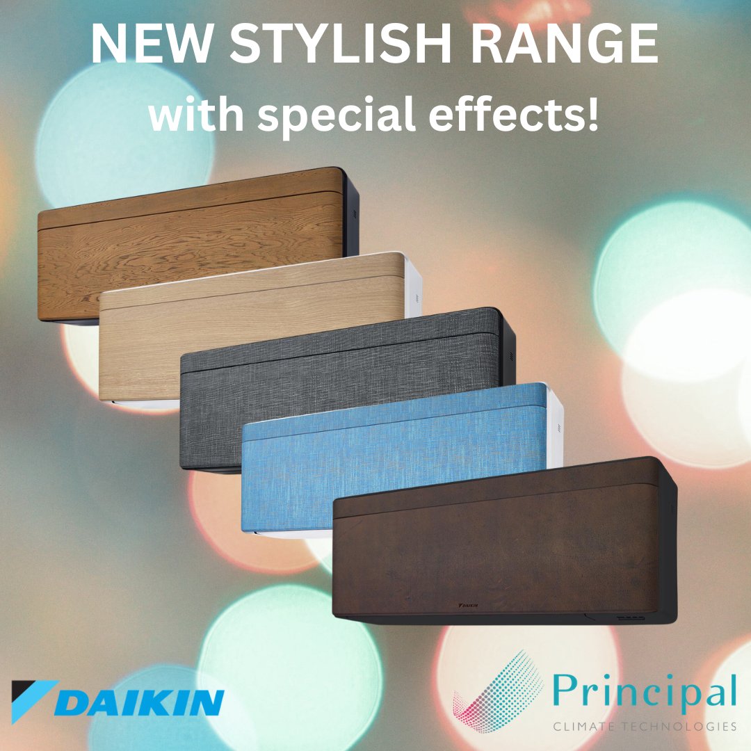 PrincipalClima1's tweet image. NEW! 😍 #Daikin has added five fantastic new models, to the Stylie range, each with its own unique front panel finish.

See all new front panels and model numbers in the link below. Demand will be high for these, so order early! Call 01462 435686.
principalclimate.co.uk/news/154/new-d… #Stylish