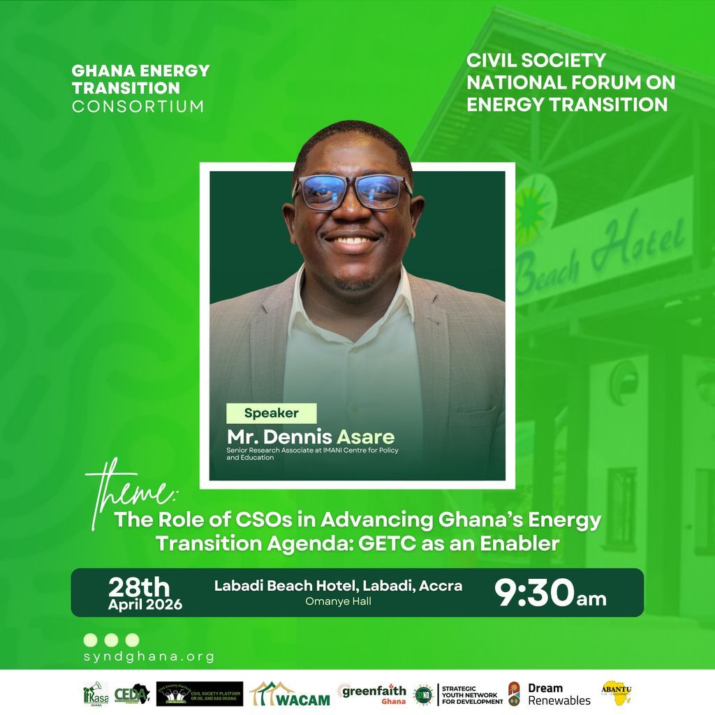 🎙️ Panellist Spotlight!
Welcoming Dennis Asare, Senior Research Associate <a href="/ImaniAfr/">IMANI Africa</a>, to the #GETC2026 panel! Energy policy. Climate finance. Public accountability. Exactly the expertise Ghana's transition needs. 
Follow our page(s) for more updates.

🚨Strictly by invitation🚨