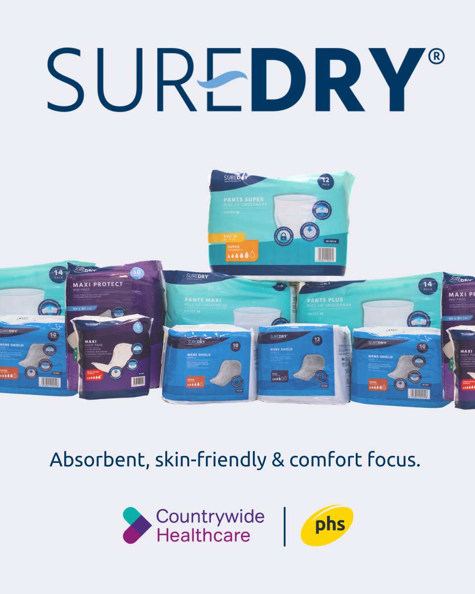 phsgroup's tweet image. Comfort you can rely on, protection you can trust.

SUREDRY® delivers absorbent, skin‑friendly continence care designed for everyday comfort, with great‑value pricing compared to other leading brands.

Shop now &amp;gt;&amp;gt; incontinencesupermarket.co.uk

#SUREDRY #CountrywideHealthcare #phs