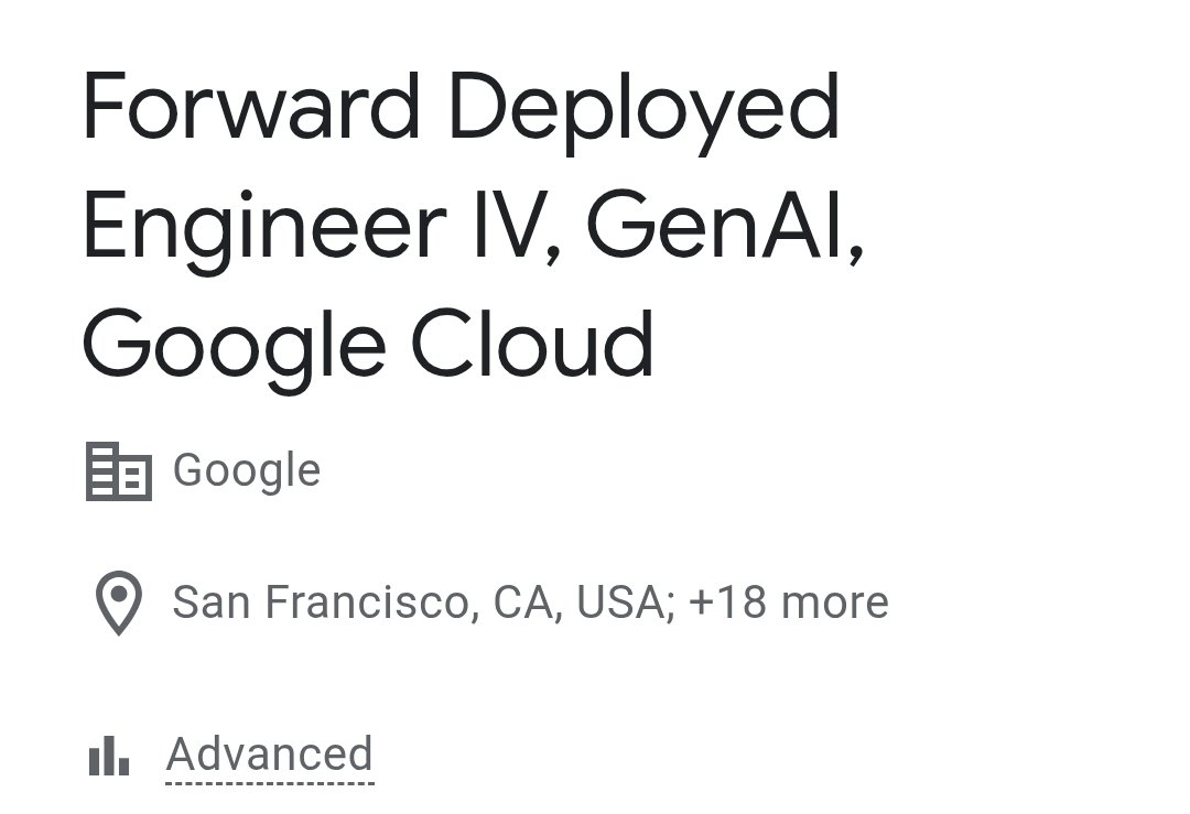 Maximus_googley's tweet image. Forward Deployed Engineer-Preferred qualifications:
A Master's degree or a Ph.D. in Artificial Intelligence, Computer Science, or a related technical field would be highly advantageous.

Could you please elaborate on the rationale behind requiring a Master's or Ph.D. for this