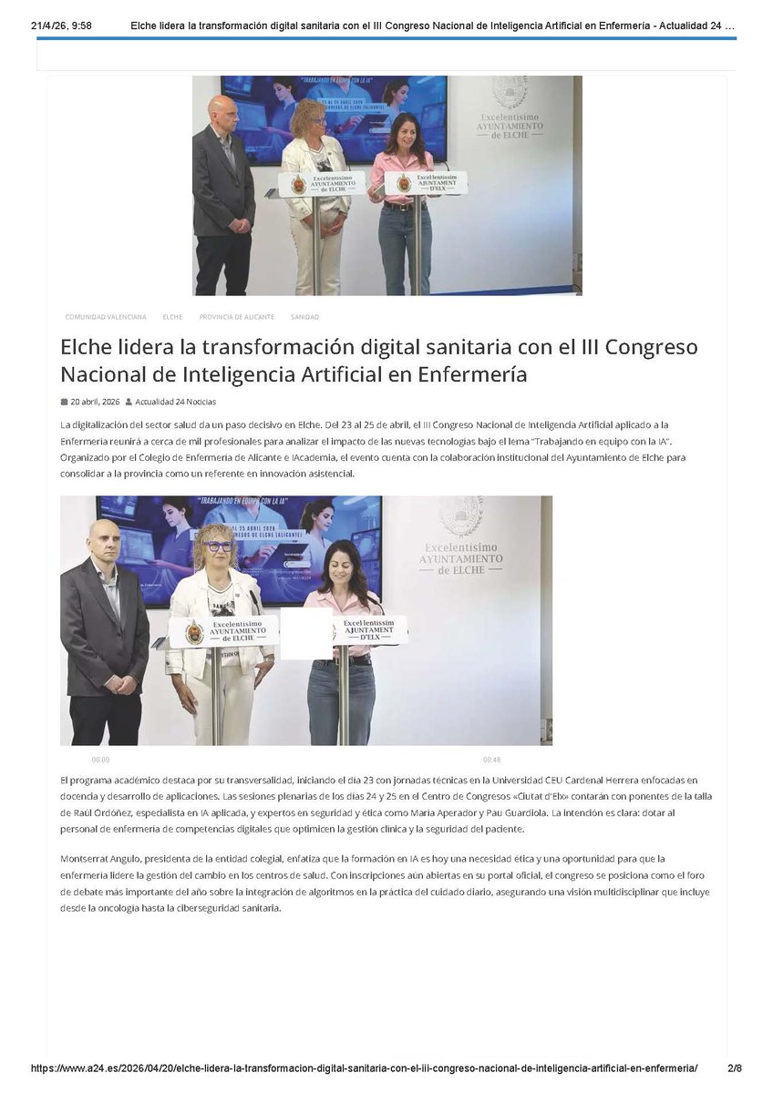 enferalicante's tweet photo. Si te decimos que todo el mundo habla del III Congreso Nacional de Inteligencia Artificial en Enfermería igual no es del todo verdad, pero está muy cerca de serlo. https://t.co/olevO4oMwk