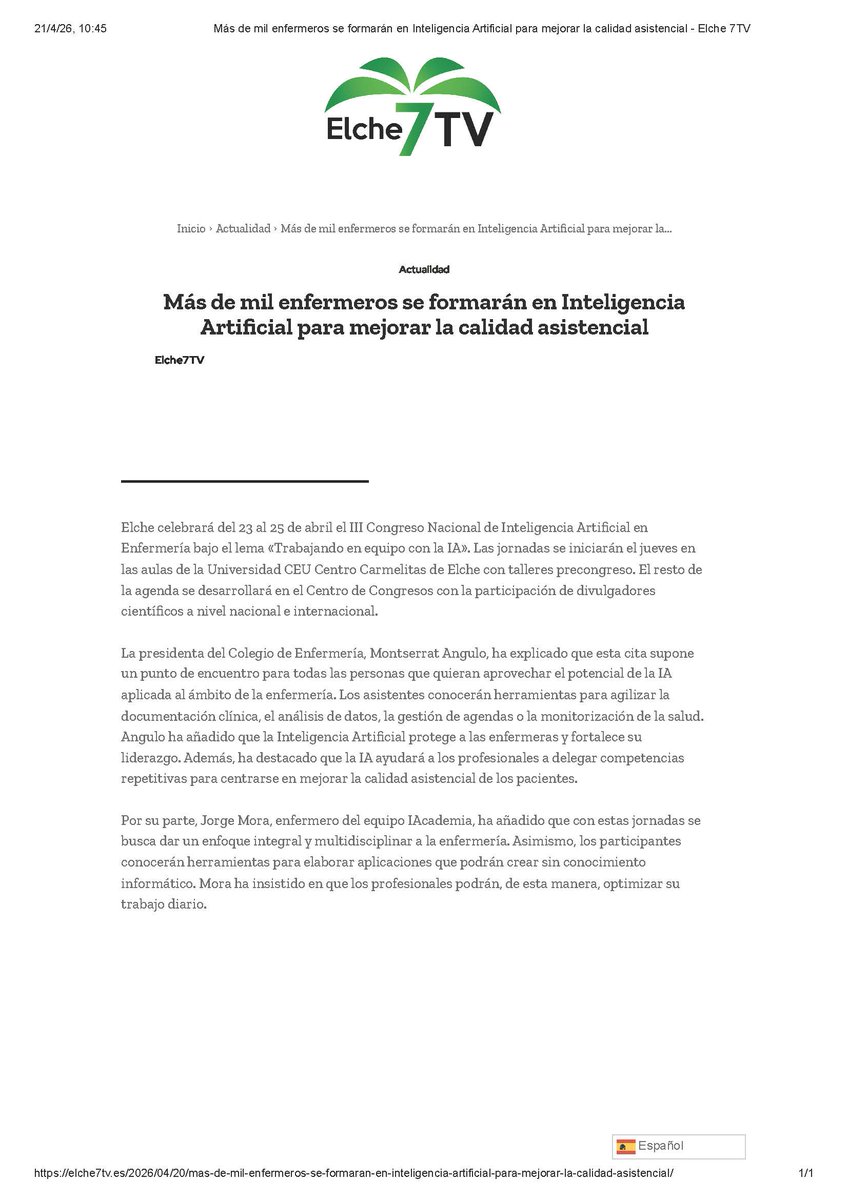 enferalicante's tweet photo. Si te decimos que todo el mundo habla del III Congreso Nacional de Inteligencia Artificial en Enfermería igual no es del todo verdad, pero está muy cerca de serlo. https://t.co/olevO4oMwk