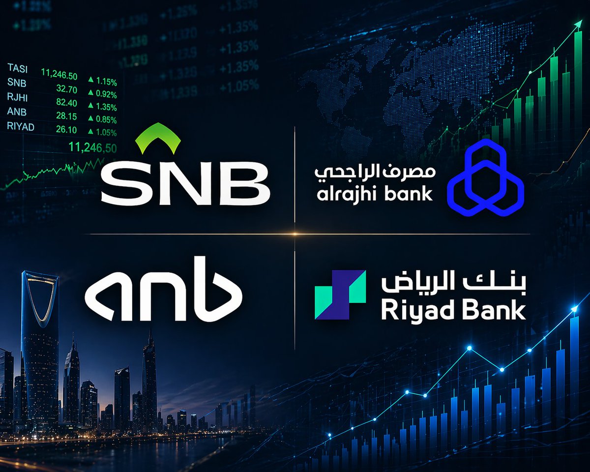 أبرز نتائج الربع الأول 2026:

 #الراجحي يتصدر بأعلى أرباح تاريخية: 6.75 مليار
(+14.3% سنوياً)
ربحية السهم: 1.59

#الأهلي: 6.42 مليار
(+6.6% سنوياً)
ربحية السهم: 1.04

#بنك_الرياض: 2.61 مليار
(+5.1% سنوياً)
ربحية السهم: 0.83

#العربي : 1.36 مليار
(+4.2% سنوياً)
ربحية السهم: 0.60