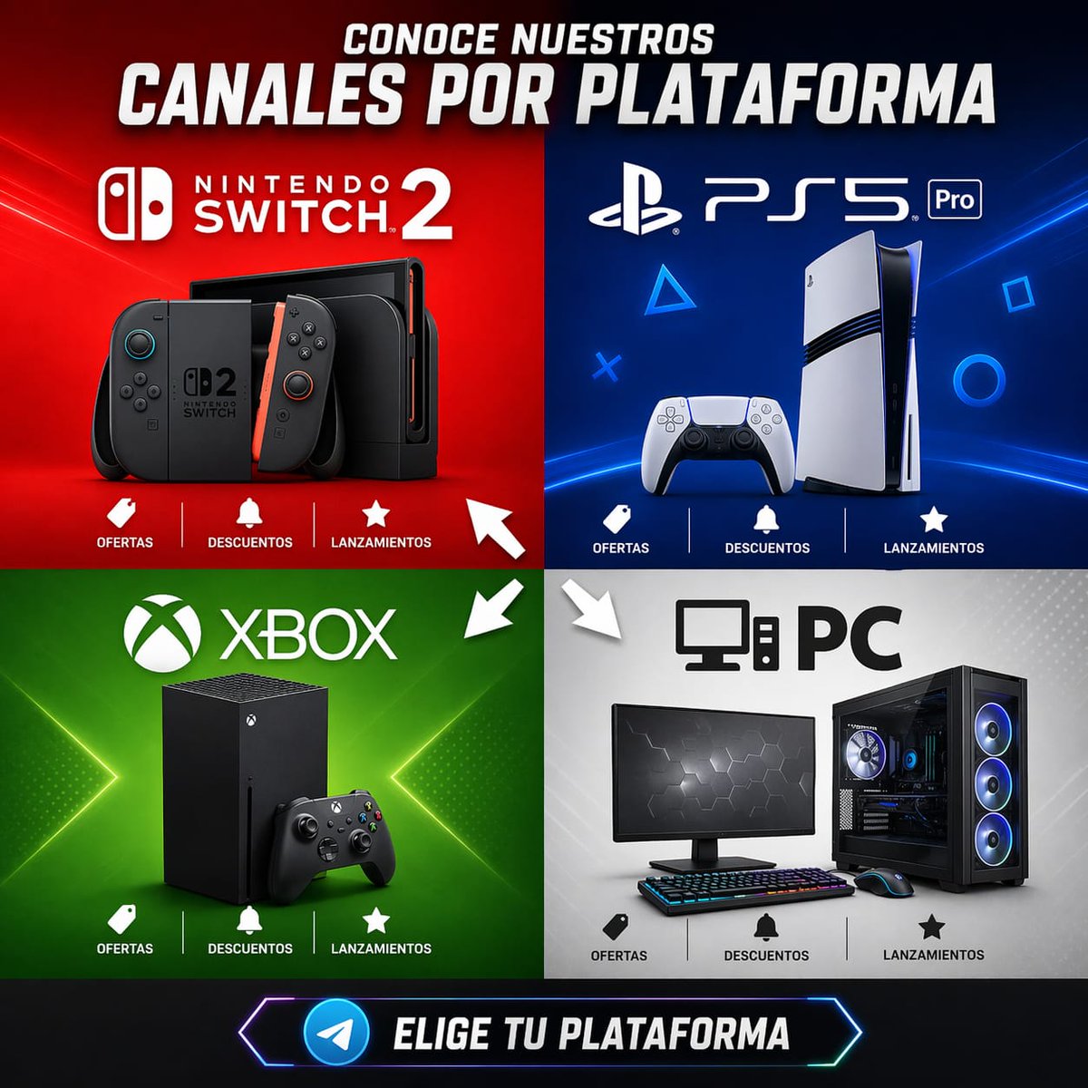 ofervijuXbox's tweet photo. Tenemos un canal dedicado a cada plataforma para que solo recibas las ofertas que te interesan

🔴Para tu Switch 2 y Switch
👉https://t.co/MRxdA8oGiS

🔵Para tu PS5 y PS4
👉https://t.co/6bghE8XuP7

🟢Para tu Xbox
👉https://t.co/F2kBtIHXSD

⚪️Para tu PC
👉https://t.co/vtVzsgsQu9 https://t.co/Rsz8QLCH5x