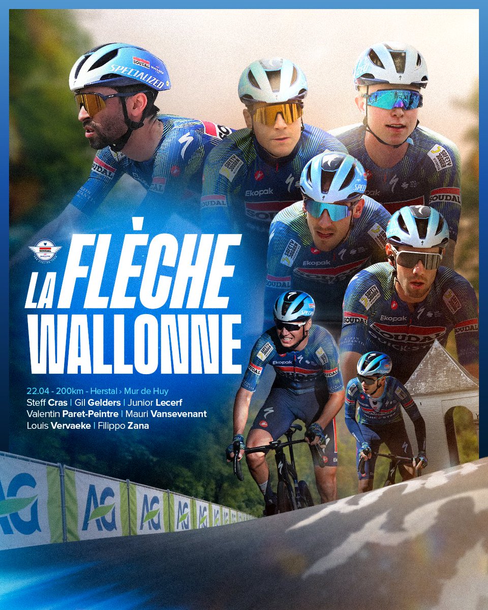 soudalquickstep's tweet photo. Your 𝐬𝐭𝐚𝐫𝐭𝐢𝐧𝐠 𝐕𝐈𝐈 for Flèche Wallonne! 📄🐺

▸ Read our race preview: https://t.co/2mDzBlOvZA

#TheWolfpack https://t.co/AA8qmg25rT