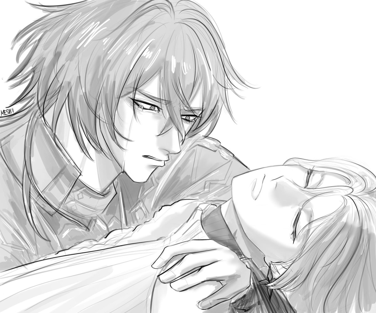 WangshengBlade's tweet image. "i told you... to not drift away completely because we'd make landfall together... why...?"  

(art commissioned from Meshī Numa)
#faelight #illuga #flins #illuflins #ンズイル