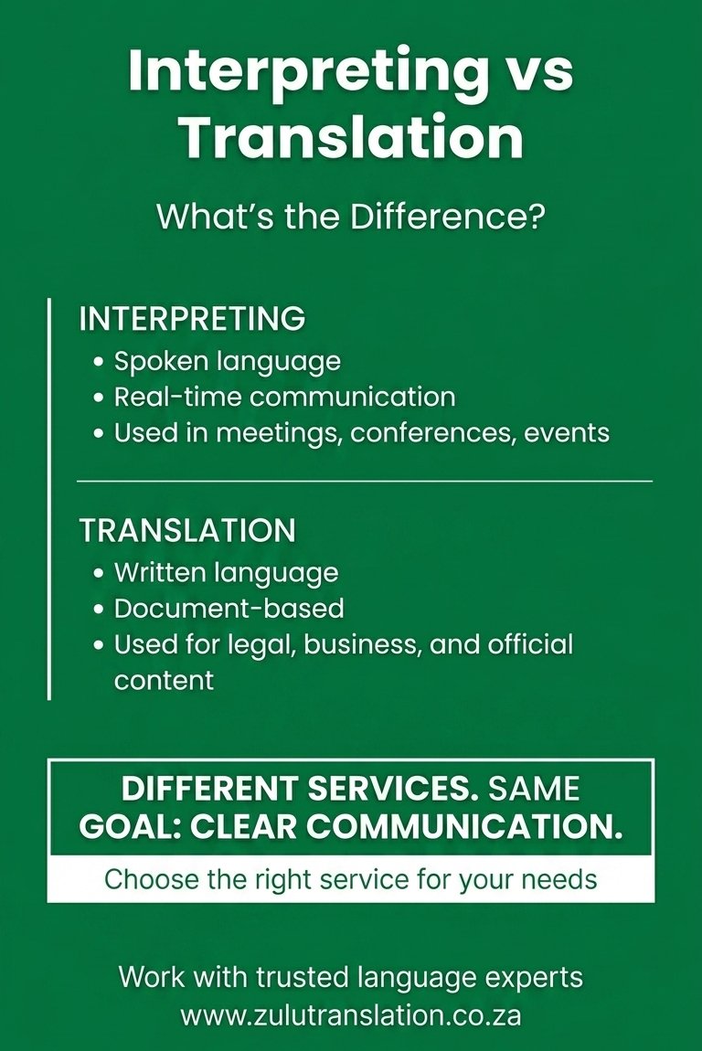 Zulutranslate's tweet image. Interpreting  vs. Translation : Do you know the difference?

One is for real-time conversation; the other is for your official documents. Both are essential for global business.

Choose the right service for your needs:

#businessTips #LanguageMatters #Communication