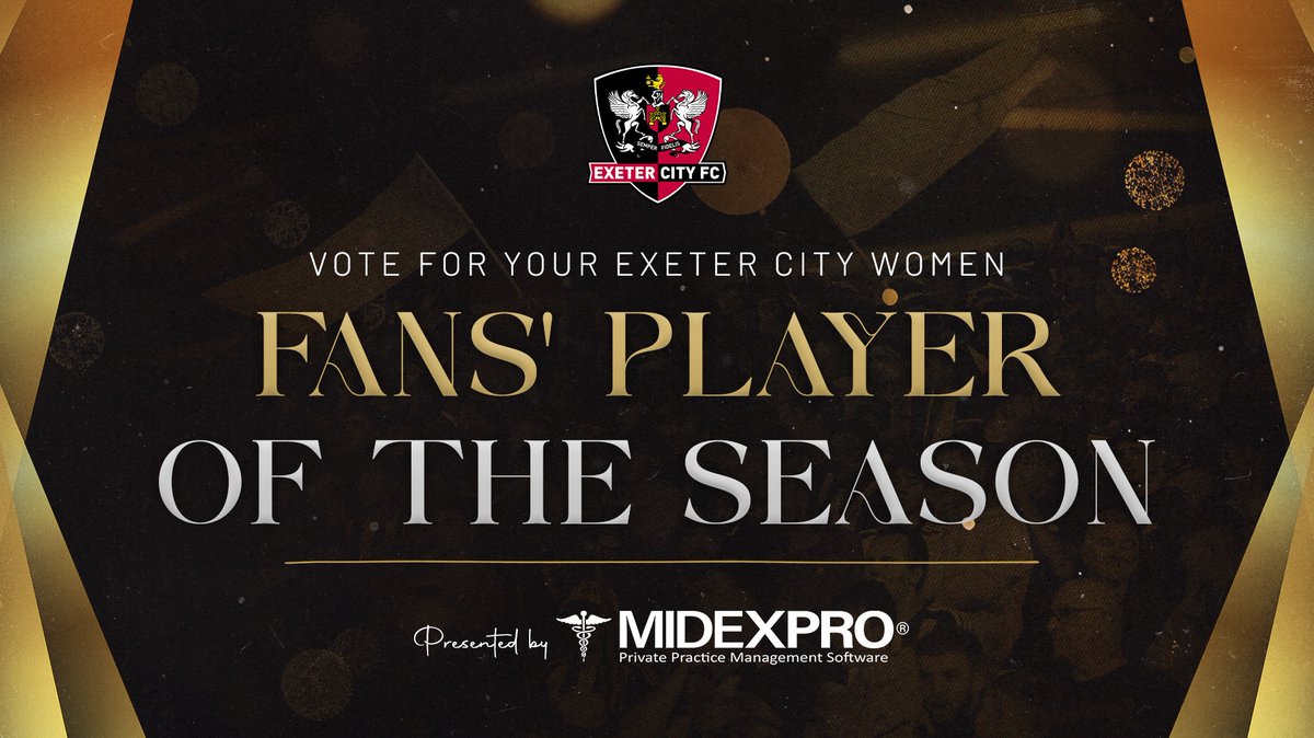 ExeterCityWFC's tweet photo. 🚨 Voting is now open for your player of the season award, sponsored by @MidexPRO!

Who gets your vote for the award, presented on the pitch at SJP on May 3 ⬇️

#ECFC