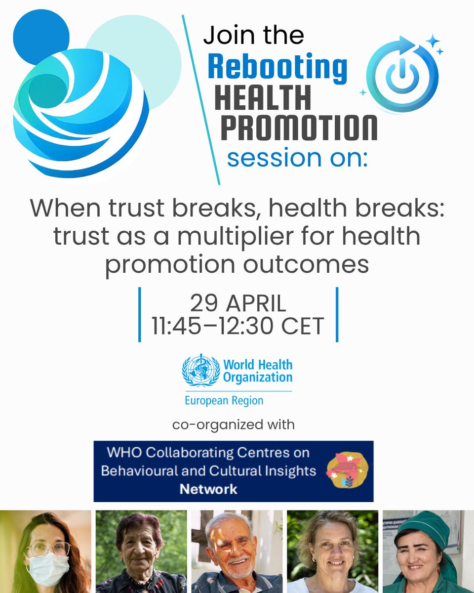 WHO_Europe's tweet image. When trust breaks, health breaks.

👉 Trust shapes whether people listen, engage, and act.

What are we seeing across the Region — and what needs to change?

Join the discussion ⬇️

📅 29–30 April
🔗 bit.ly/40wURnV

#HealthPromotion #Trust #PublicHealth