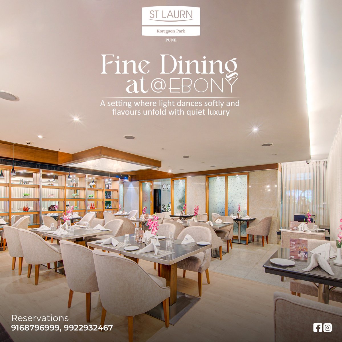 StLaurn_'s tweet image. Fine dining at @EBONY, where light, flavour &amp;amp; elegance meet. Reserve your table for an evening of quiet luxury. 📞 9168796999 / 9922932467 #EbonyPune #FineDining #KoregaonPark #STLaurn #PuneFoodies