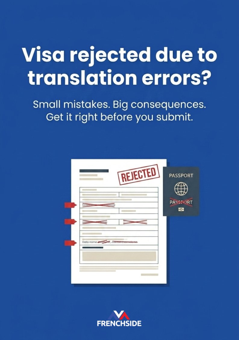 FrenchSideza's tweet image. A small translation error can lead to a big visa rejection. Don't risk your travel plans or your budget on "DIY" translations.

Get it right before you submit. Professional, accurate, and certified translations for peace of view.
 #VisaHelp #Travel #TranslationServices