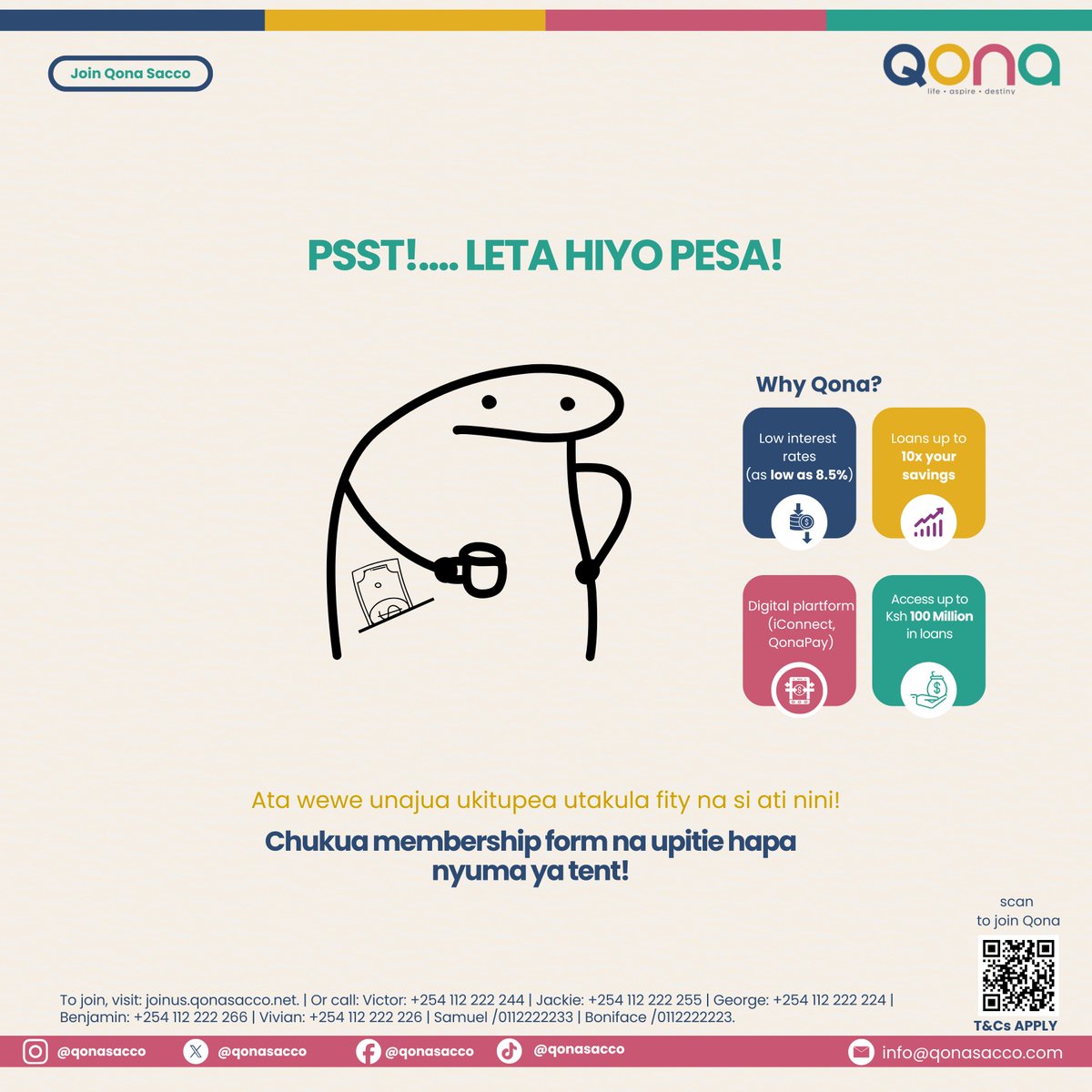 qonasacco's tweet photo. PSST! ๐๐ฐ
Unaogopa pesa ama pesa inakuogopa? ๐
Hii โchrematophobiaโ tunai-cancel leo.
Sisi ndio plugโlow rates, big loans, na growth ya maana.
Join us today, tuwekee pesa ifanye kazi for YOU.
https://t.co/mWInq1jJWw
#PesaNiPower
#QonaSacco
#NoMoreStress
#LevelUpFinance https://t.co/6Dv95TbaJC