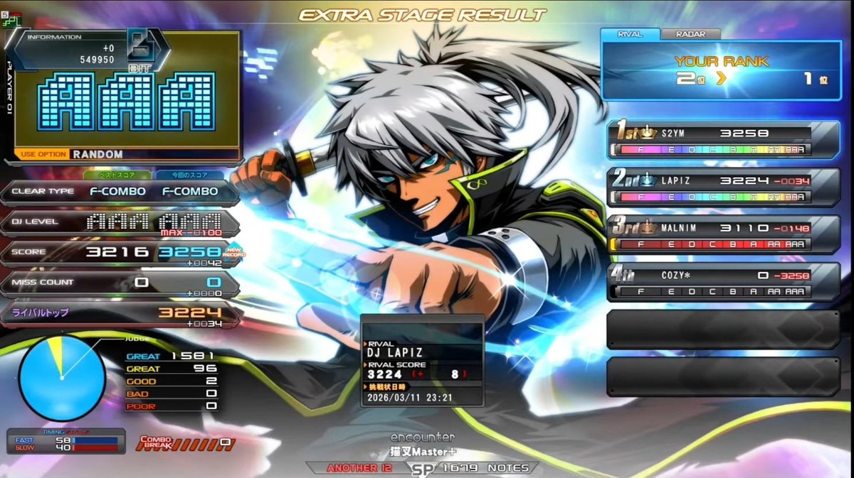corurevo_oac's tweet image. encounter EXTREME PERFECT!!!
from Jubeat saucer Fulfill OST: BEMANI Sound Team "猫叉Master+" - encounter

Not what is... PENDUAL System BGM ~PRESENT phase~ has Clock Ticking in.

#IIDX22 #PENDUAL #猫叉Master #かめりあ #CANNONBALLERS #Afterglow #Jubeat #SDVX @Sato_Nao #バンドリ