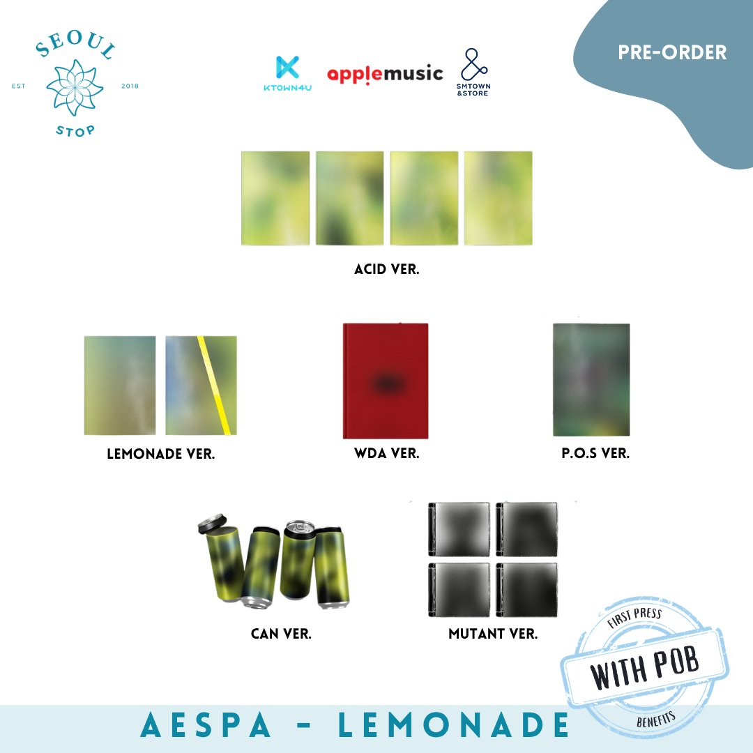 PH GO | #SeoulStopGO | WTS / LFB

AESPA 2ND FULL ALBUM LEMONADE

(Long DOP / Discounted Prices)

PRICES
• 550 PHP - Lemonade Ver.
• 640 PHP - Acid Ver.
• 600 PHP - Mutant Ver.
• 1,100 PHP - WDA Ver.
• 640 PHP - P.O.S. Ver.
• 1,100 PHP - CAN / Smart Album
• 12,200 PHP - All