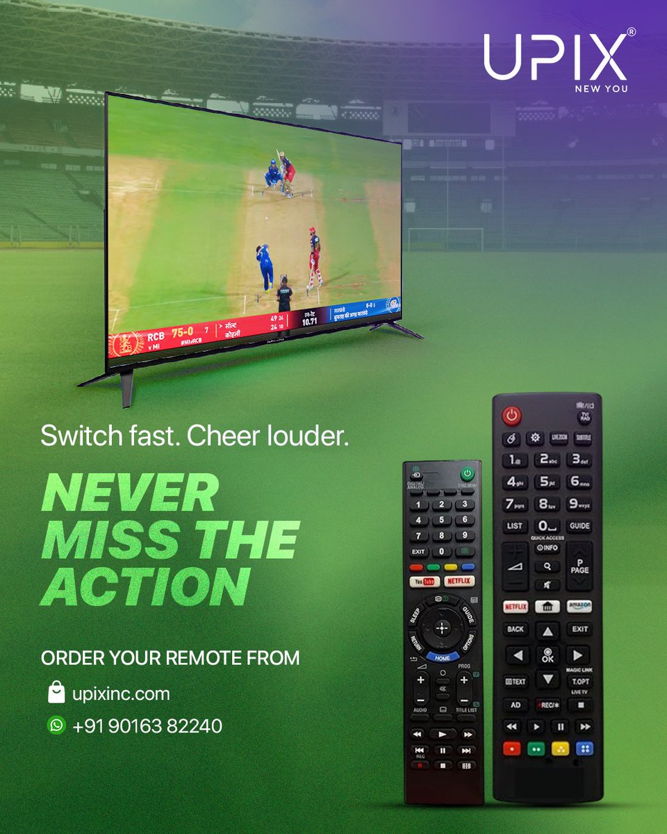 UpixInc34430's tweet image. Switch fast. Cheer louder. 🔥
With Upix remotes, every match moment is just a click away. No delays, no interruptions.

Get yours now and stay in control.

📲 WhatsApp Now: +91 90163 82240
.
.
Get yours now!➡️ upixinc.com
.
.
#upix #upixinc #electronic