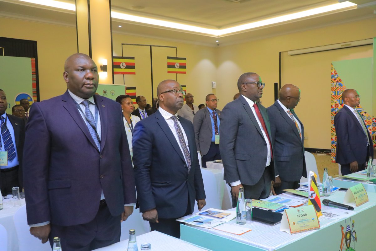 UgandaMFA's tweet photo. It's Day 2 of the Uganda–Rwanda JPC in Kampala, Mr. @Tybisa, PS MoFA, noted that substantial progress has been achieved in implementing the decisions of the 2023 Kigali session. He affirmed Uganda’s commitment to enhanced cooperation in trade, immigration, customs, health, security, and border management. Outstanding issues to be resolved. #UgandaRwanda #JPC