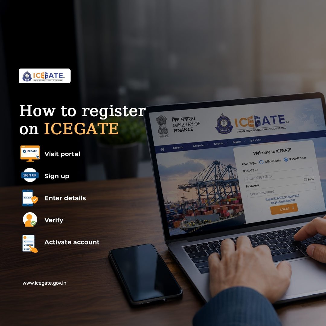 ICEGATE_CBIC's tweet image. New to ICEGATE? Get started in minutes.

1️⃣ Visit portal
2️⃣ Sign up
3️⃣ Enter details
4️⃣ Verify
5️⃣ Activate
Simple. Fast. Seamless.

👉 Register now: foservices.icegate.gov.in/#/registration…

#ICEGATE #EaseOfDoingBusiness #DigitalIndia
