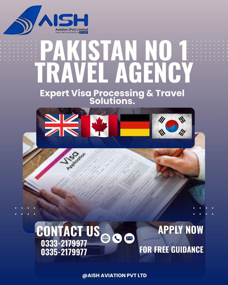 Aishtour_Pvtltd's tweet image. our journey starts here ✈️
Get expert visa processing and travel solutions with AISH Aviation Pvt Ltd. From application to approval, we handle everything—fast, reliable, and stress-free. 
Apply now and turn your travel dreams into reality
#VisaServices #TravelAbroad #StudyVisa