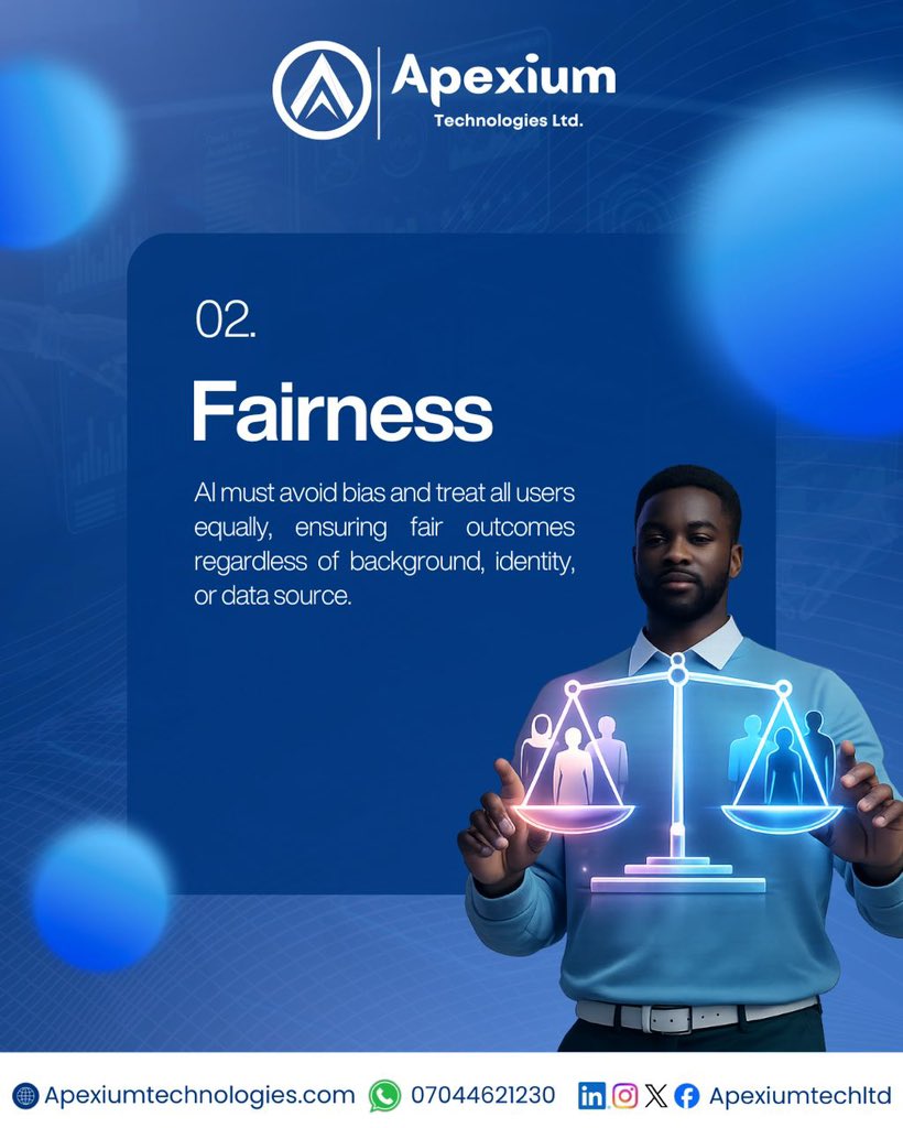 ApexiumTechLtd's tweet photo. 5 AI principles every business needs in 2026:

Transparency
Fairness
Privacy
Accountability
Safety

Use AI responsibly. That’s the real advantage. 

#AI #ResponsibleAI #TechEthics #BusinessGrowth #Apexium https://t.co/t3qBrQ10Js