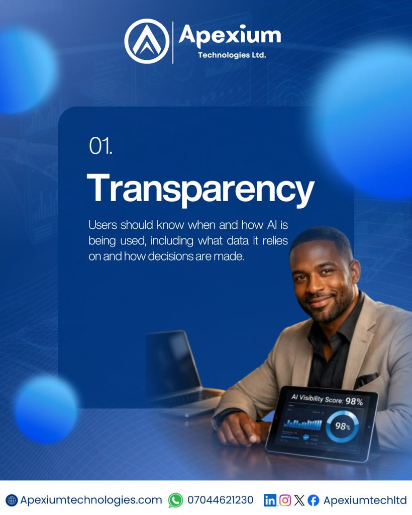 ApexiumTechLtd's tweet photo. 5 AI principles every business needs in 2026:

Transparency
Fairness
Privacy
Accountability
Safety

Use AI responsibly. That’s the real advantage. 

#AI #ResponsibleAI #TechEthics #BusinessGrowth #Apexium https://t.co/t3qBrQ10Js
