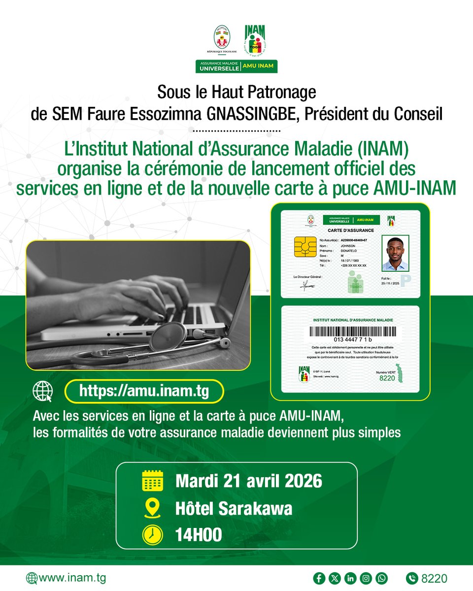 Institut National d'Assurance Maladie (INAM Togo) tweet media