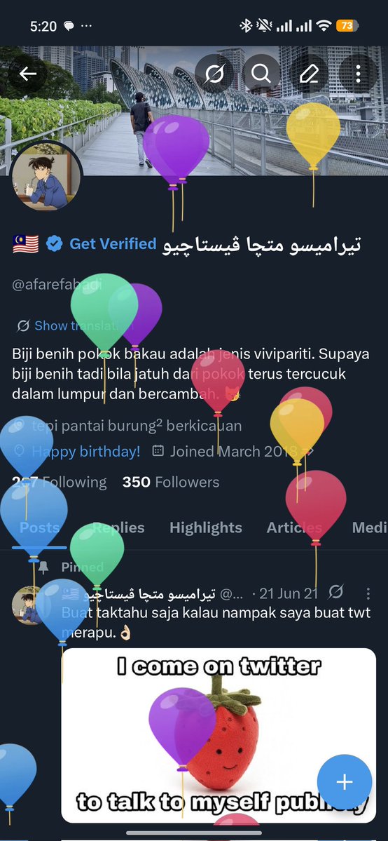Tiba2 ada belon dekat profile =)