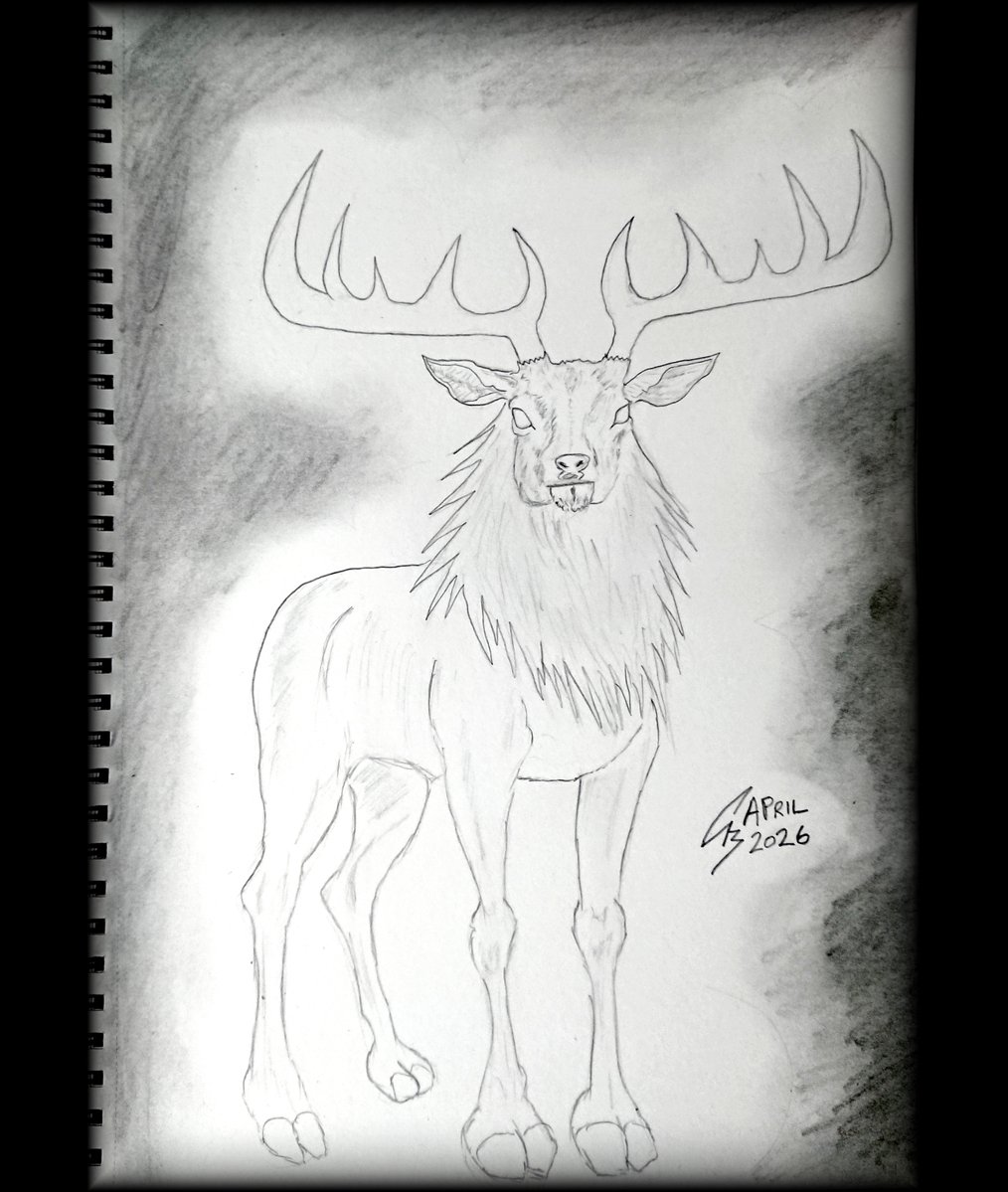 TheSoulGrinder's tweet image. Day 129 of my #dailysketch.  This is the Spirit Elk, a guide to help lost souls who have passed before their time, to show them the way back to the land of the living.

#spirit #elk #pencilsketch #characterdesign #gamemechanic #gamedev
