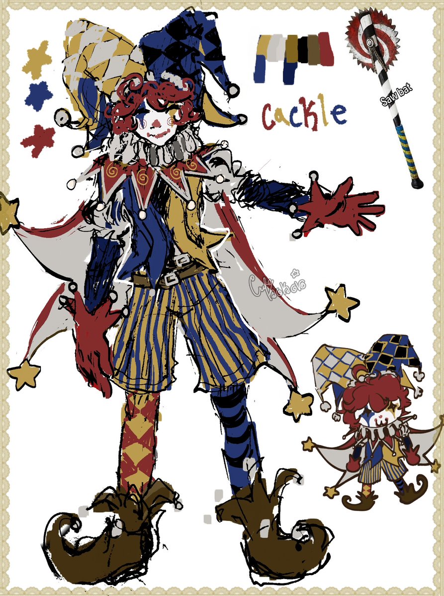 cutekokoro_030's tweet image. Cackle merrymask 
(dnd oc belongs to my friend beemo she made me have the honor of designing him YAAY ) 
#jester #originalcharacter