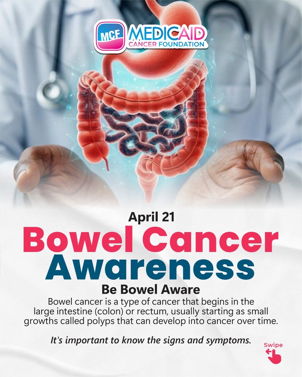 MedicaidcfP's tweet image. Knowing the signs could save a life. Bowel cancer often begins silently, but early detection greatly improves treatment outcomes. Paying attention to changes in your body and acting quickly can make all the difference.
#BowelCancerAwareness #EarlyDetection  #MedicaidCF