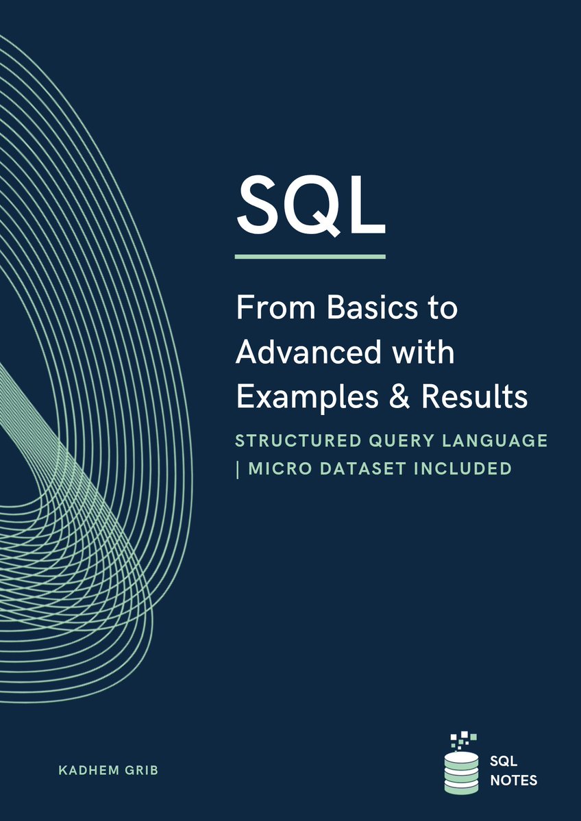 kadhem_grib's tweet image. Free SQL Complete Reference for juniors 👇

• Basics to Window Functions + CTEs
• Code + results tables
• Micro dataset (30s setup)
• Full PDF

Cheat sheet for data beginners → github.com/kadhem78/sql-c…

Hardest SQL topic? 👇

#SQL #DataAnalysis #DataScience