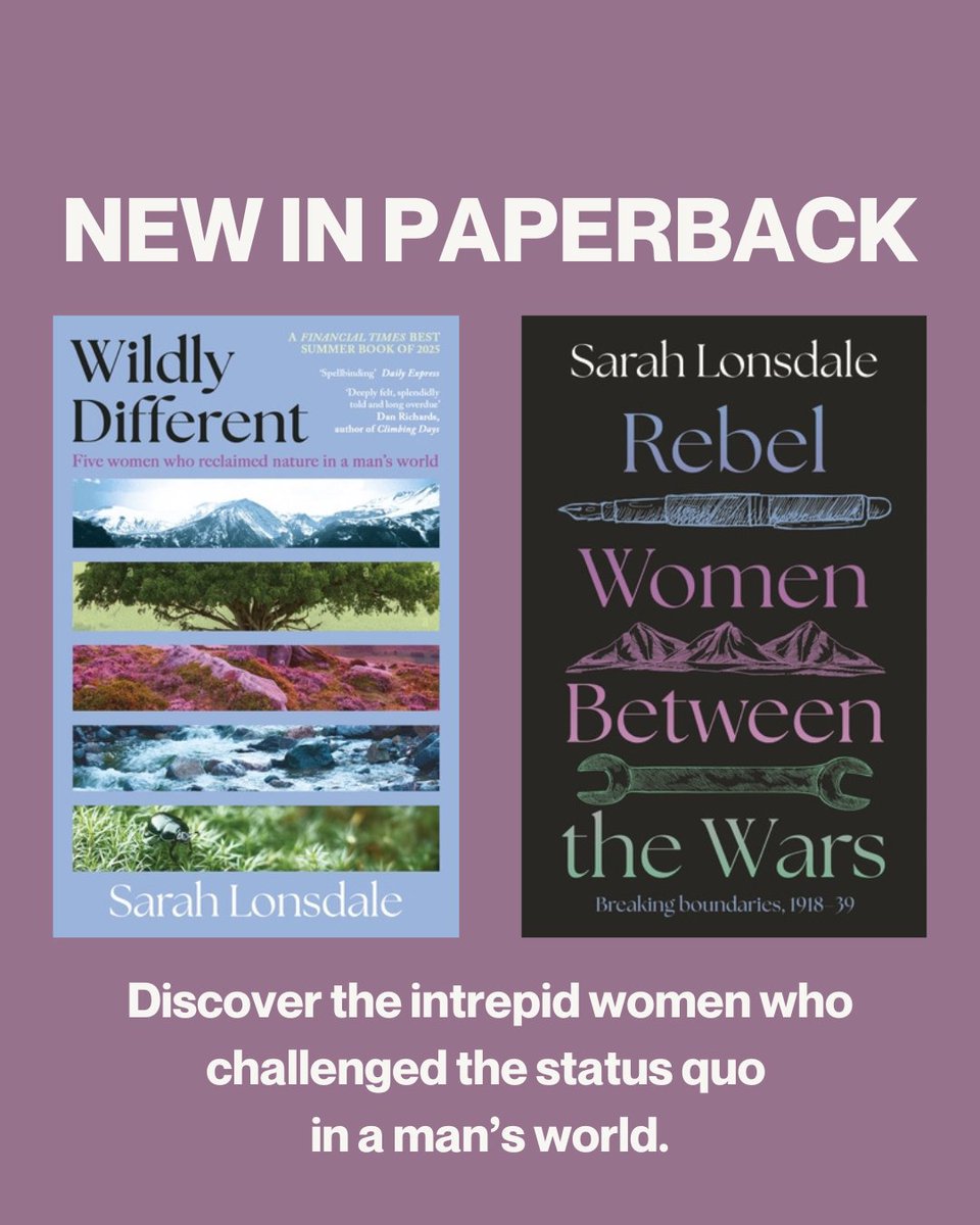 ManchesterUP's tweet image. Out now in paperback!

Two brilliant group biographies by author Sarah Lonsdale

From fighting for the right to enjoy the wild places of the earth, to challenging the status quo in interwar Britain.

Available now from all good bookshops &amp;amp; online.
#history #biography